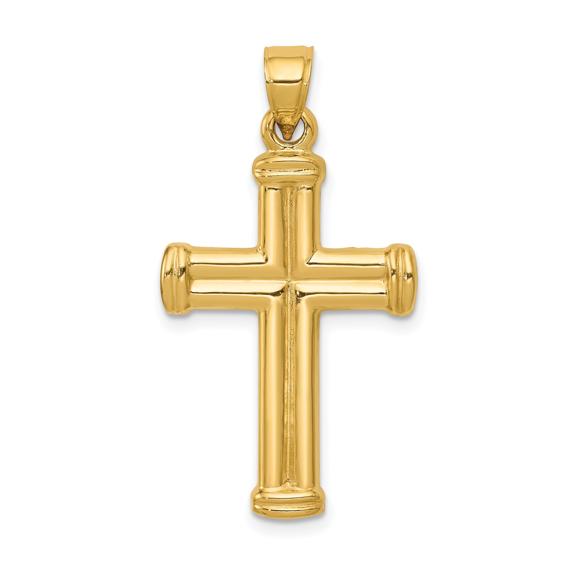 14K Yellow Gold Hollow Latin Cross Pendant - main view