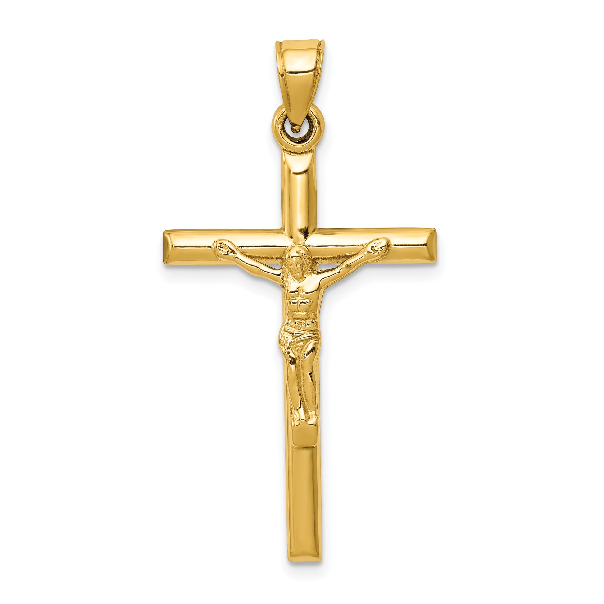 14K Yellow Gold Crucifix Pendant – Front View