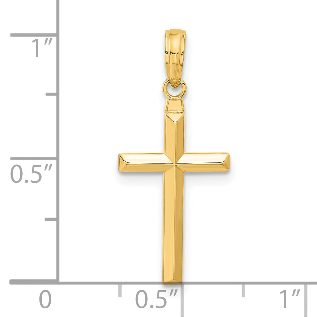 14K Yellow Gold Large Reversible Cross Pendant dimensions