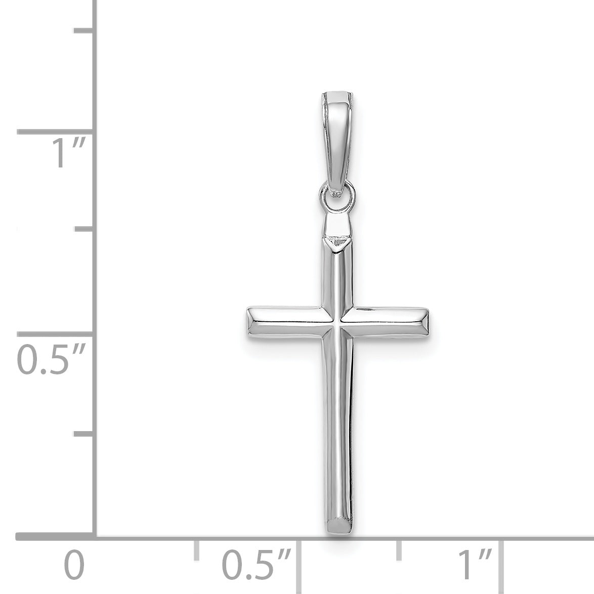 14K White Gold Large Reversible Cross Pendant dimensions