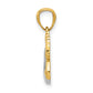 14K gold dove pendant with white rhodium accents, angled view