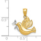 14K two-tone gold dove pendant shown on model