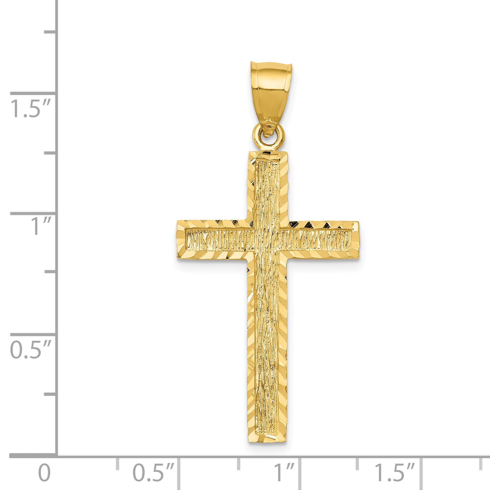 14K Gold Diamond-Cut Textured Cross Pendant - dimensions