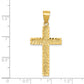 14K Gold Diamond-Cut Textured Cross Pendant - dimensions