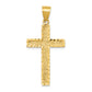 14K Gold Diamond-Cut Textured Cross Pendant - front view