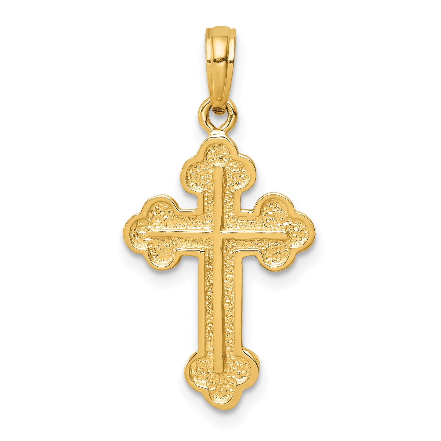 14K Gold Budded Cross Pendant - main view