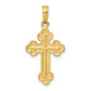 14K Gold Budded Cross Pendant - main view