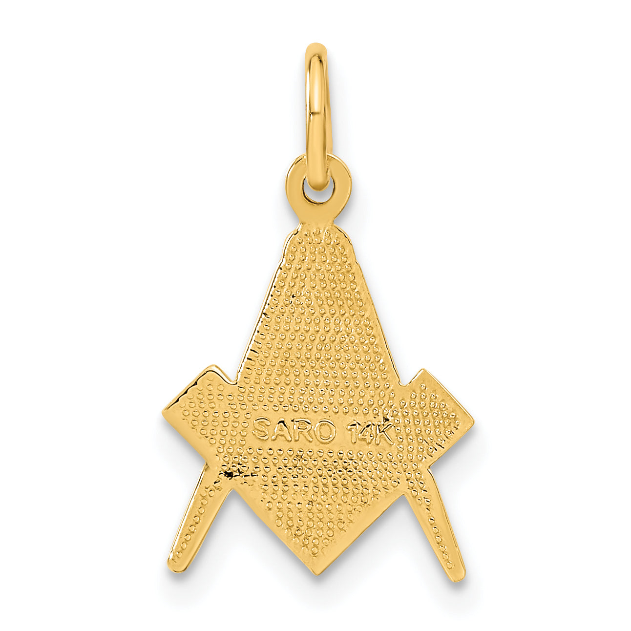 14K Yellow Gold Masonic Square and Compass Charm Pendant C436 - alternate view