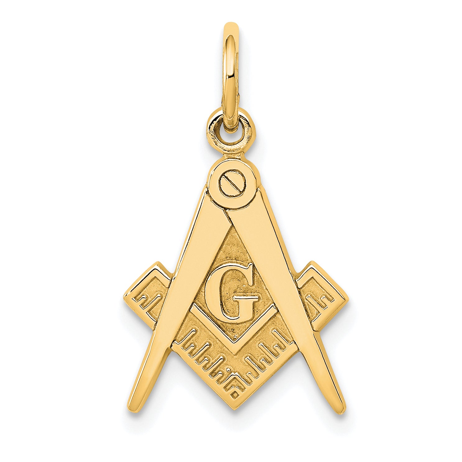 14K Yellow Gold Masonic Square and Compass Charm Pendant C436