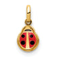 Miniature 14K yellow gold ladybug charm with red and black enamel
