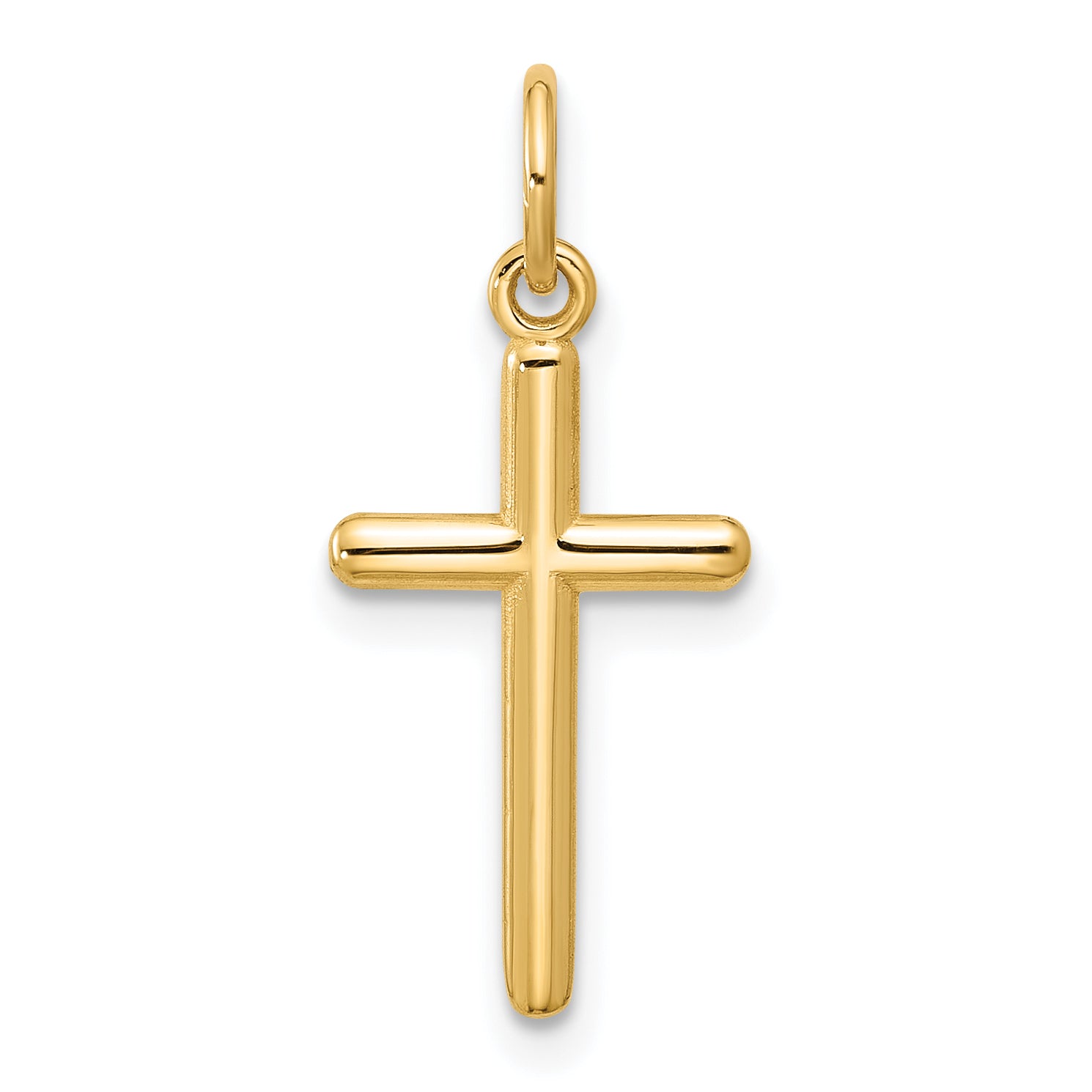 10K yellow gold polished rounded cross pendant large - 10C4834