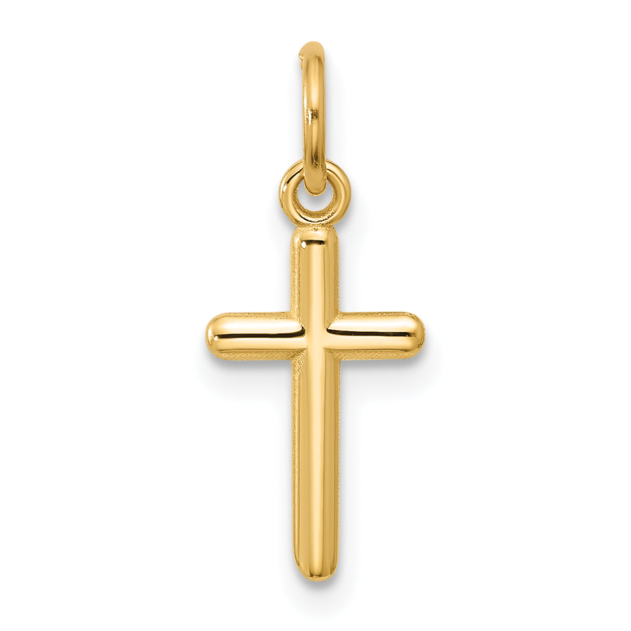 10K yellow gold polished rounded cross pendant small - 10C4835