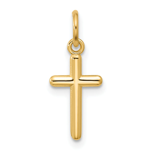 10K yellow gold polished rounded cross pendant small - 10C4835
