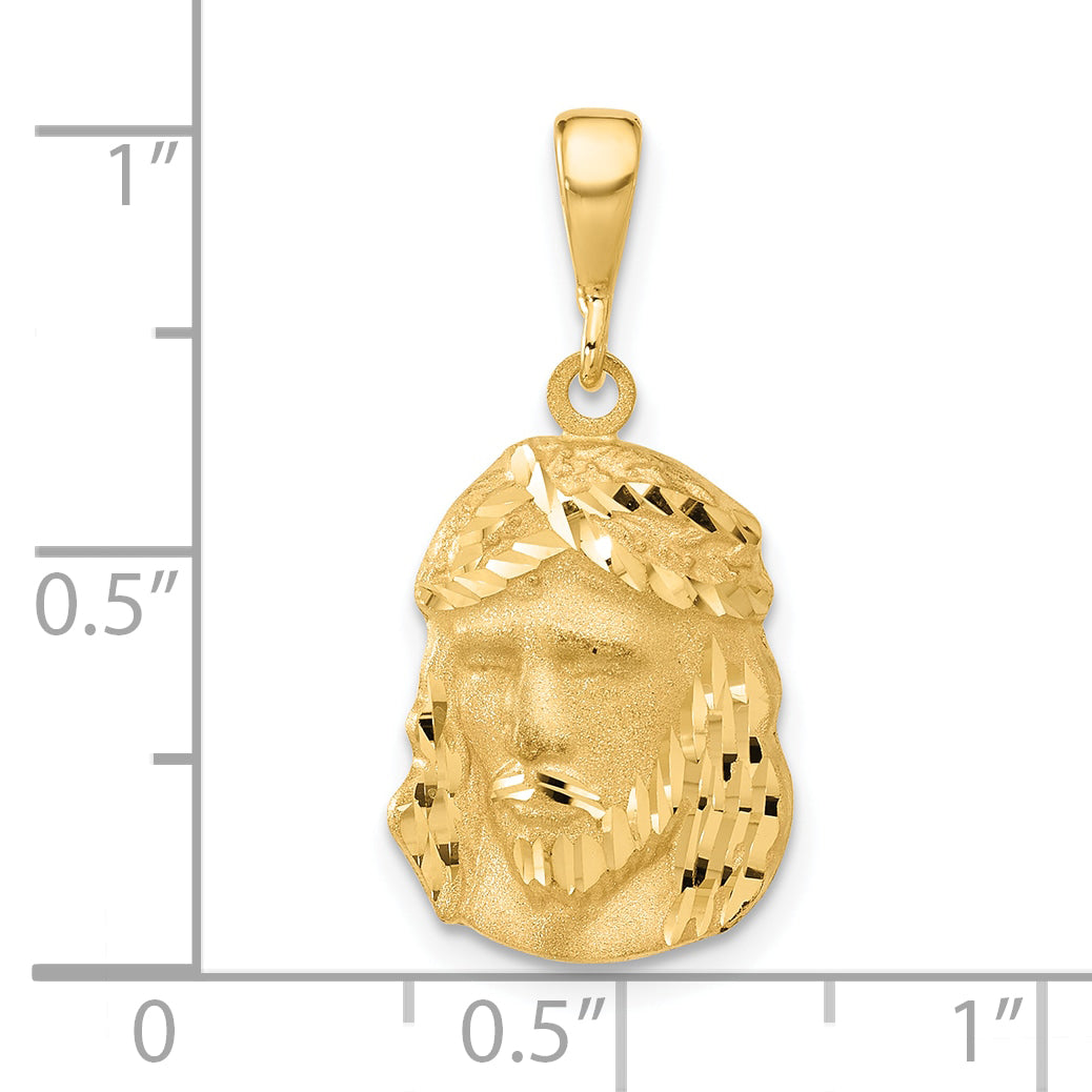 14K gold Jesus face pendant dimensions - C4968