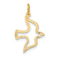14K gold cut-out dove pendant, side view
