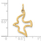 14K gold cut-out dove pendant shown on model