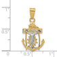14K two-tone mariner cross pendant 25 mm dimensions - C810