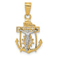 14K two-tone gold mariner link cross pendant 25 mm - C810