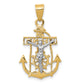 14K two-tone gold mariner link cross pendant 29 mm - C811