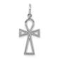 14K white gold rhodium ankh cross pendant, small - CH141