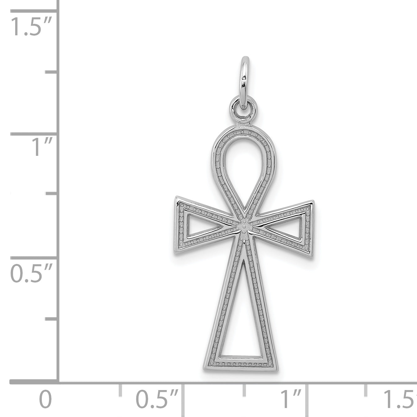 14K white gold ankh cross pendant dimensions, large - CH142