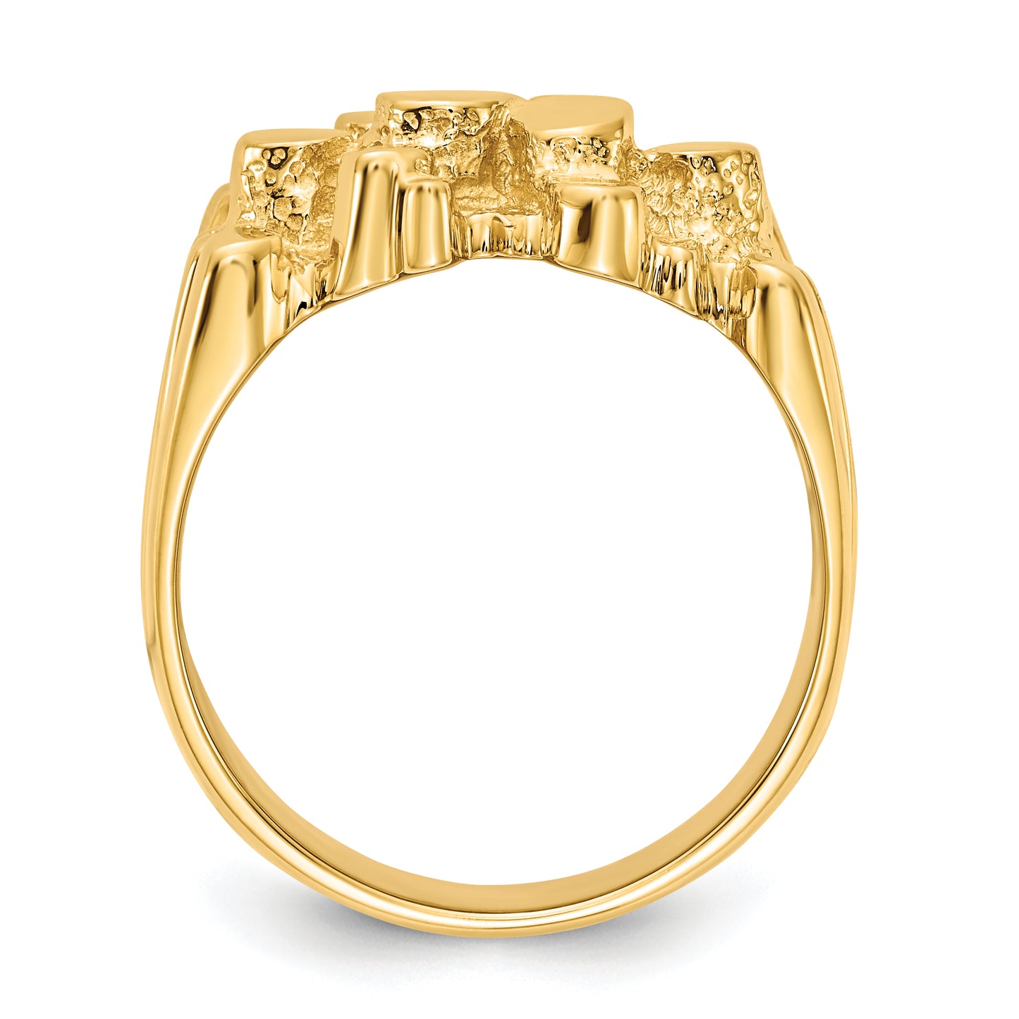 Gold nugget ring, angled view