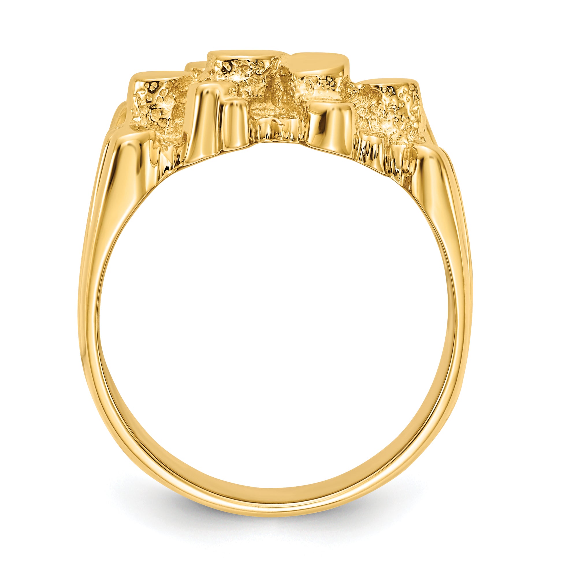 Gold nugget ring, angled view