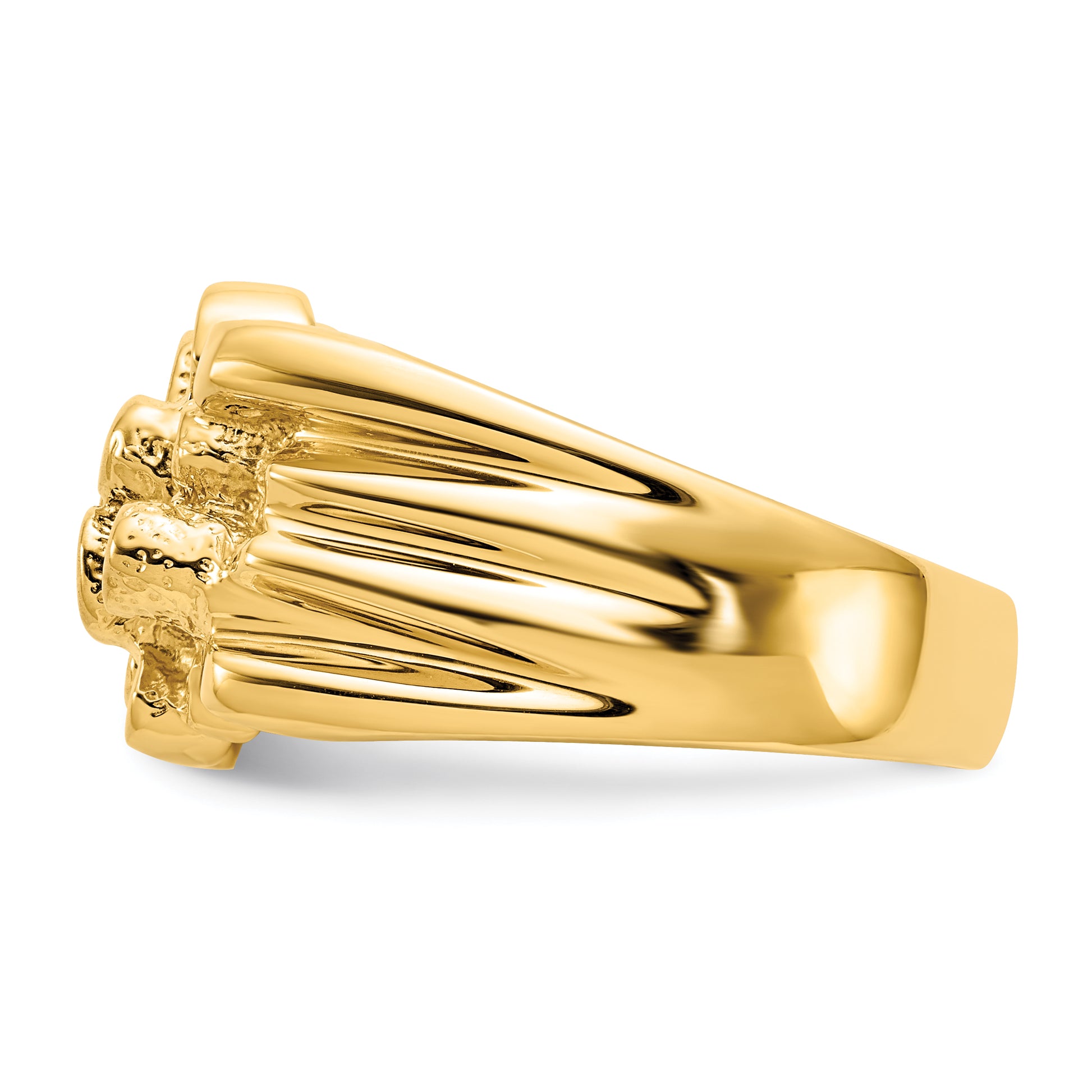 Gold nugget ring, side view
