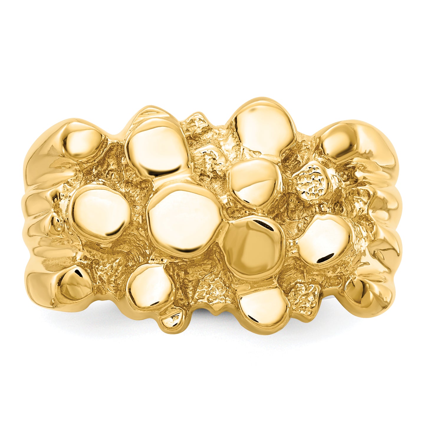 Gold nugget ring, top view