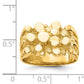 Gold nugget ring shown on hand