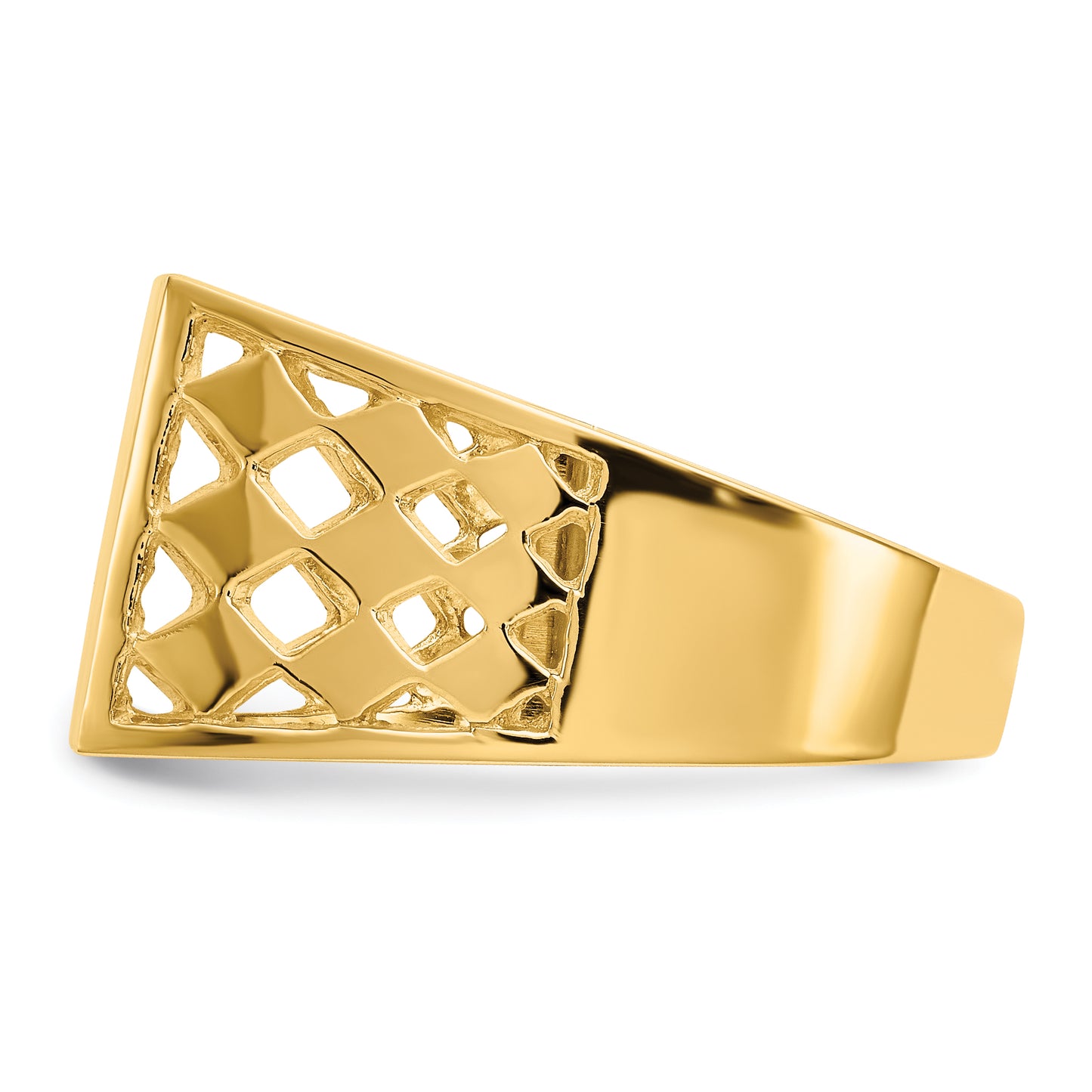 14K Yellow Gold Cut-Out Square Mens Rectangle Signet Ring CH163 - angled view