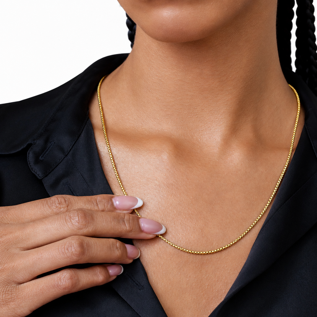 Gold Plated Sterling Silver Round Box Chain
