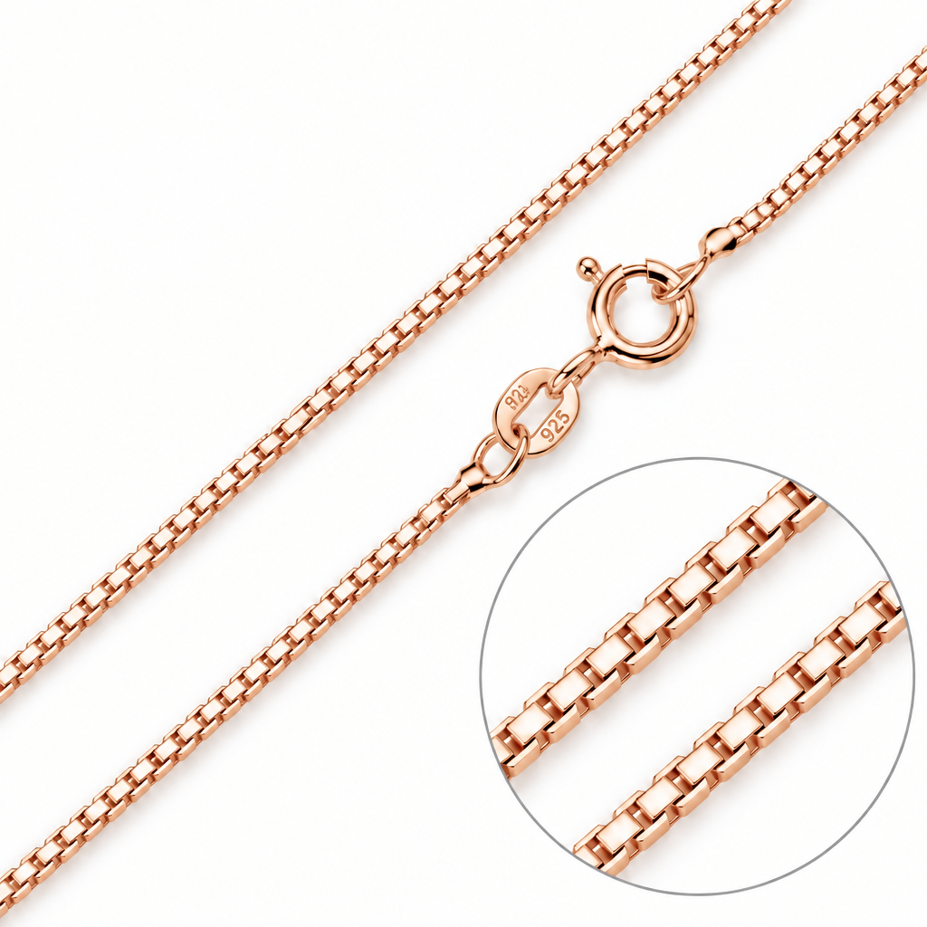 Rose Gold Plated Sterling Silver Box Chain