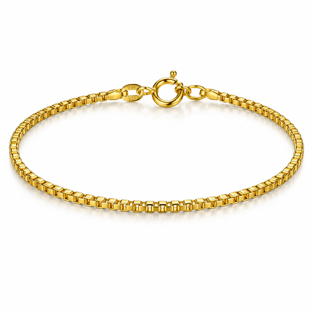 Gold Plated Sterling Silver Box Bracelet