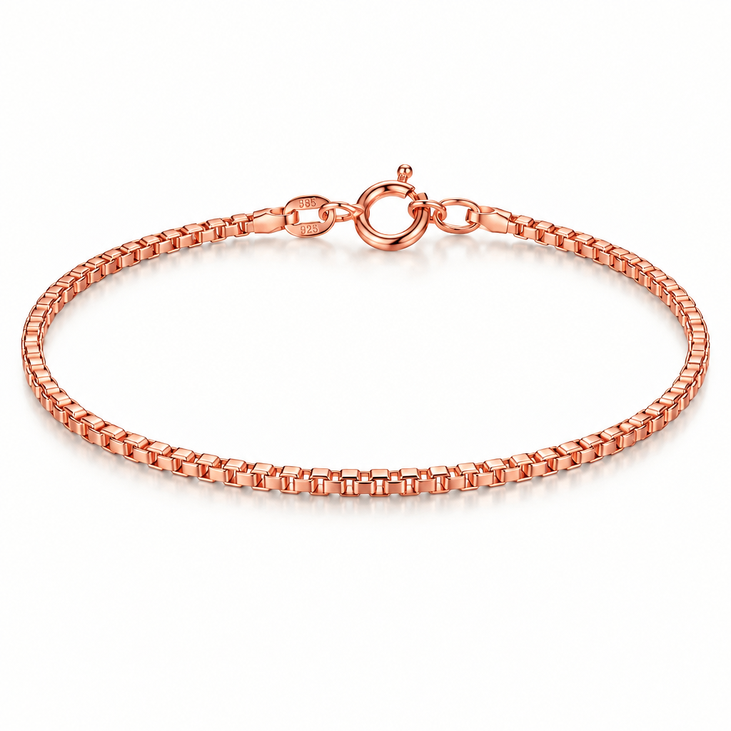 Rose Gold Plated Sterling Silver Box Bracelet