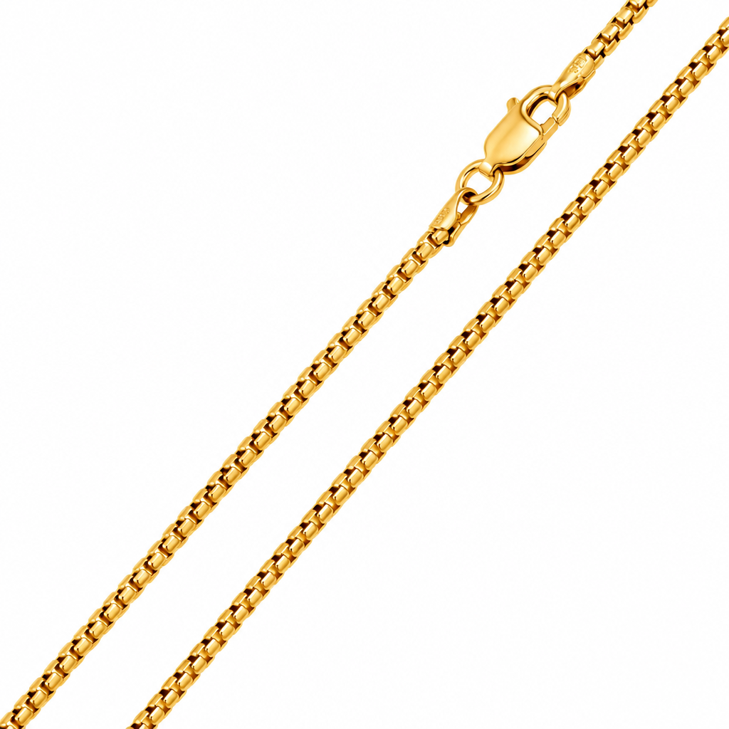Gold Plated Sterling Silver Round Box Chain