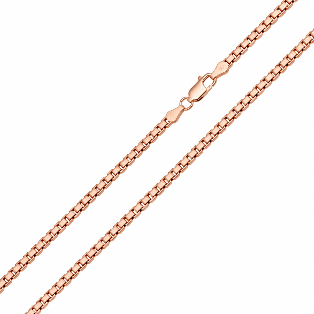 Rose Gold Plated Sterling Silver Box Chain