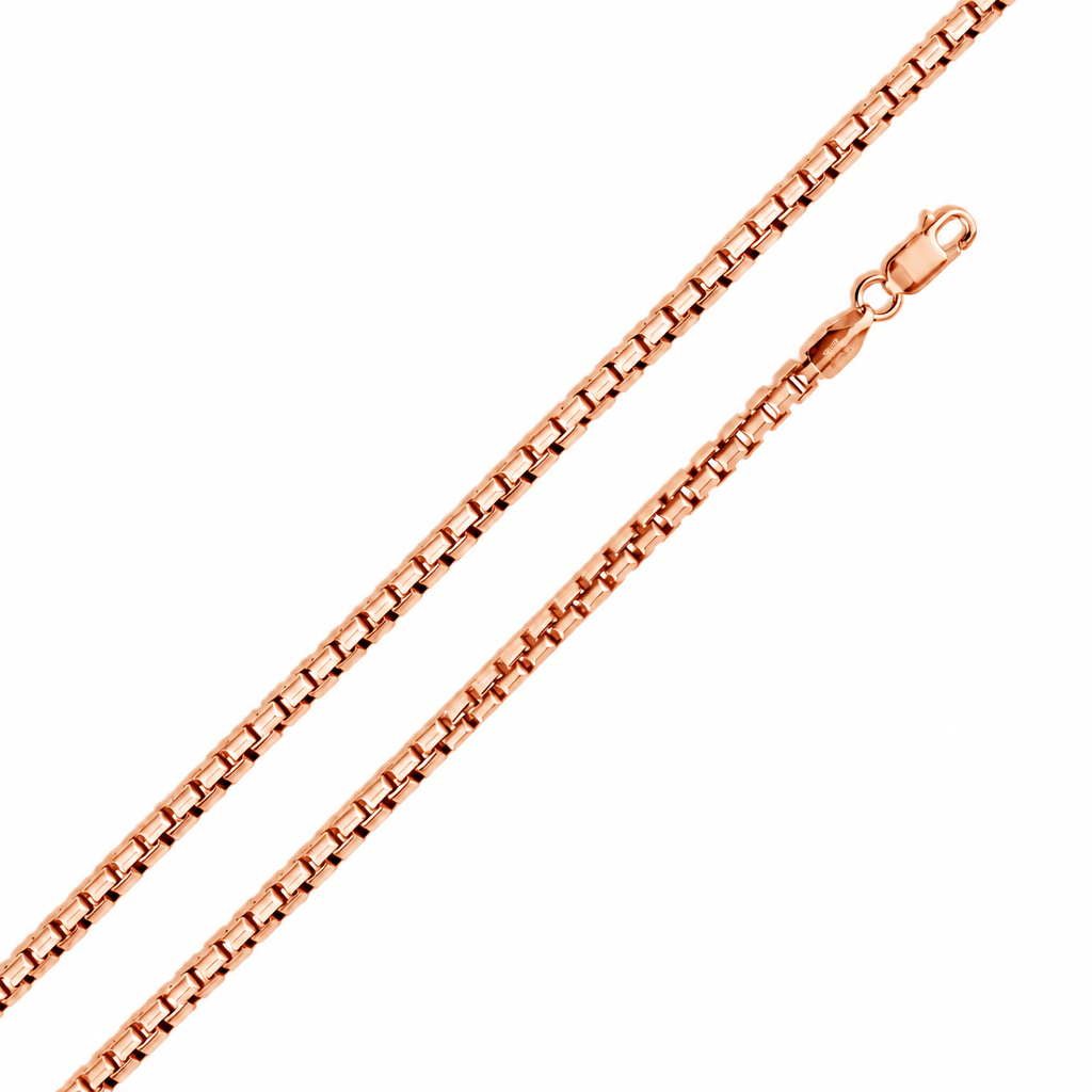 Rose Gold Plated Sterling Silver Round Box Chain