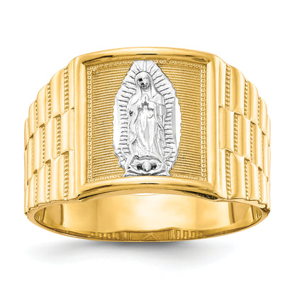 14K Yellow Gold Our Lady of Guadalupe Mens Ring CZ1294