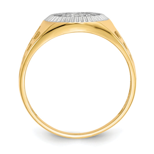 14K gold CZ cluster ring side profile - CZ1297
