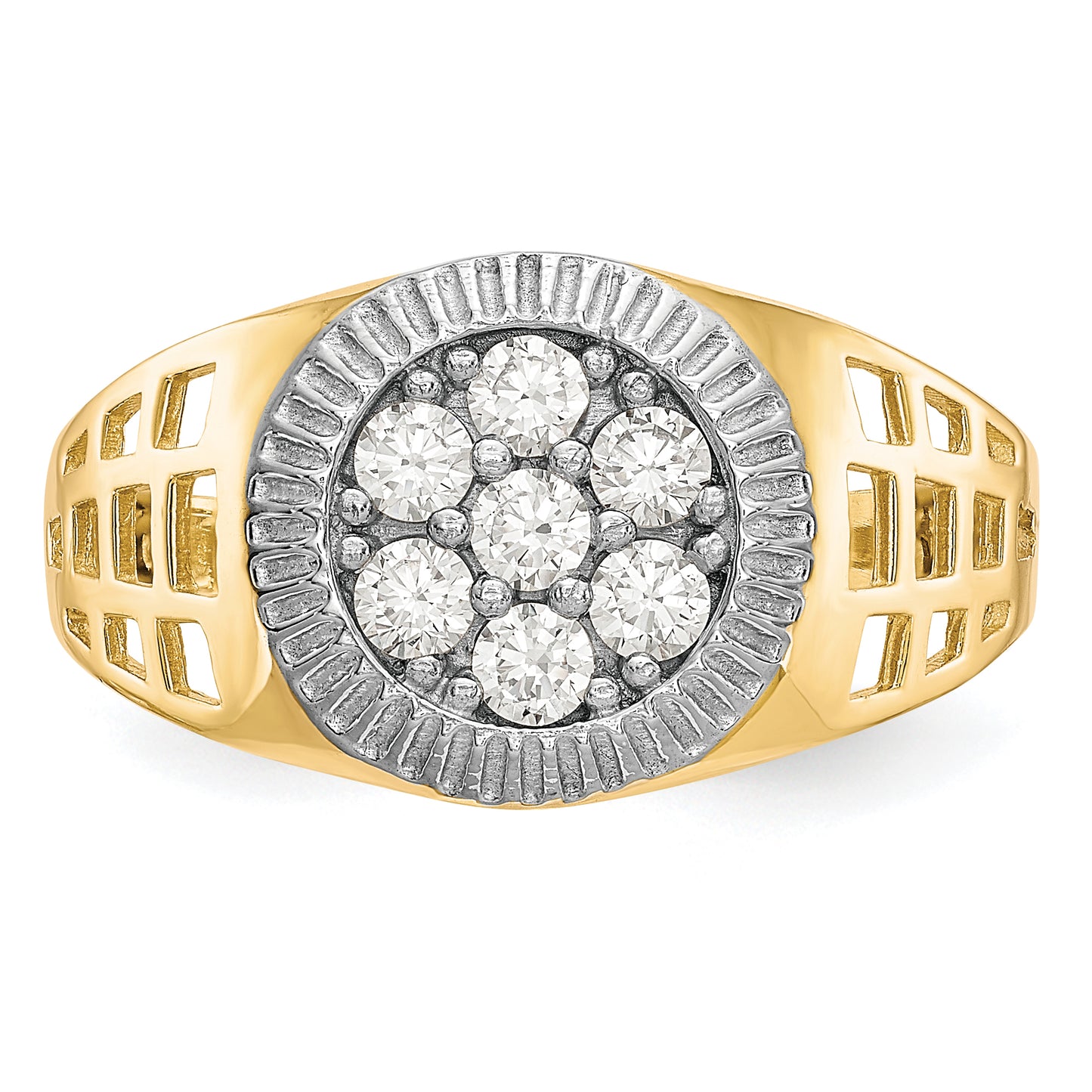 14K gold CZ cluster ring top view - CZ1297