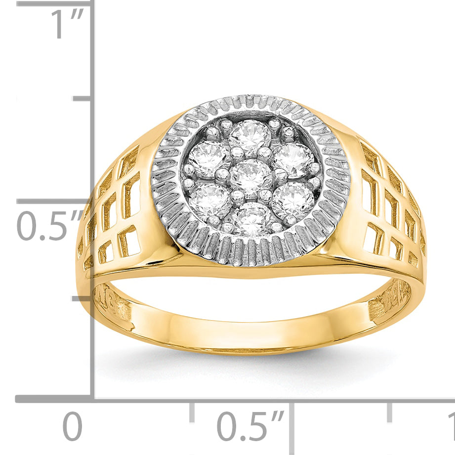 14K gold CZ cluster ring dimensions - CZ1297