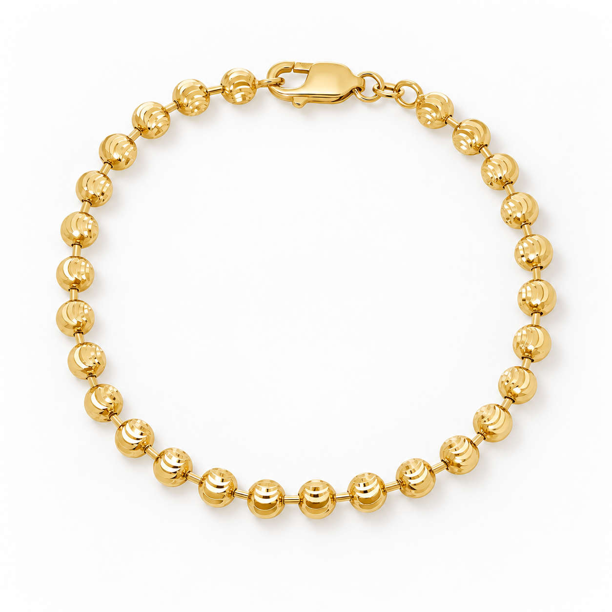 14K Yellow Gold Diamond-Cut Moon Cut Bracelet