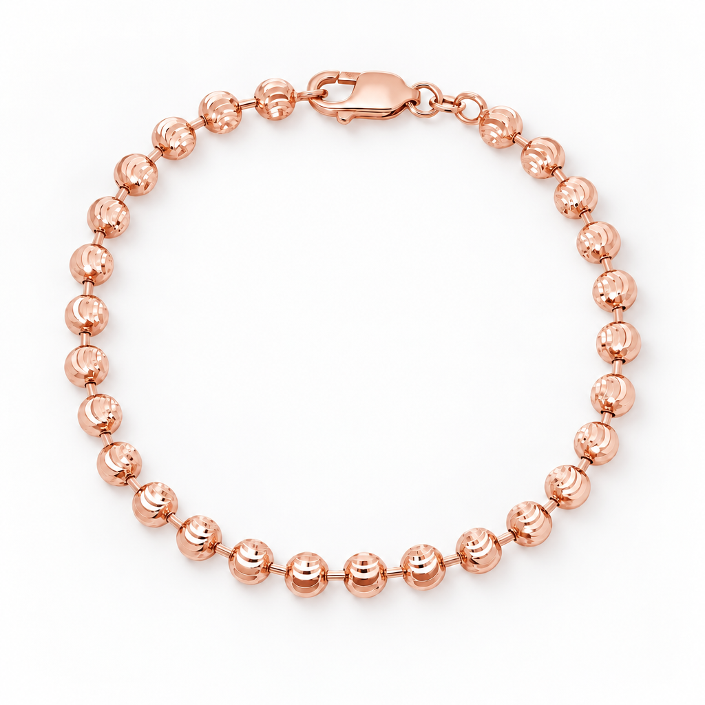 14K Rose Gold Diamond-Cut Moon Cut Bracelet