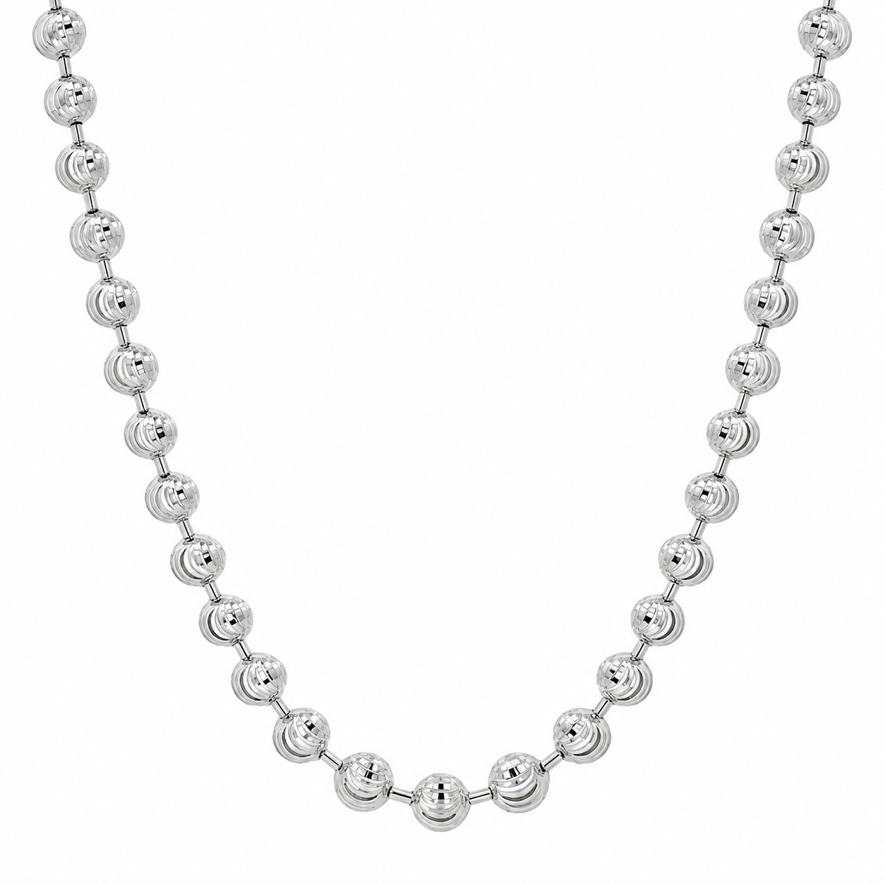 10K White Gold Diamond-Cut Moon Cut Chain