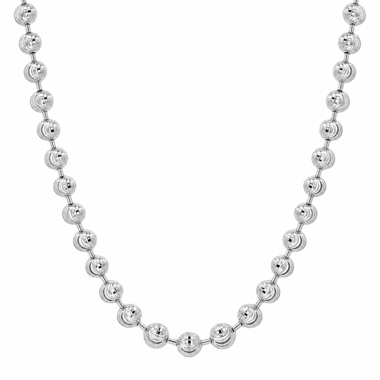 10K White Gold Diamond-Cut Moon Cut Chain