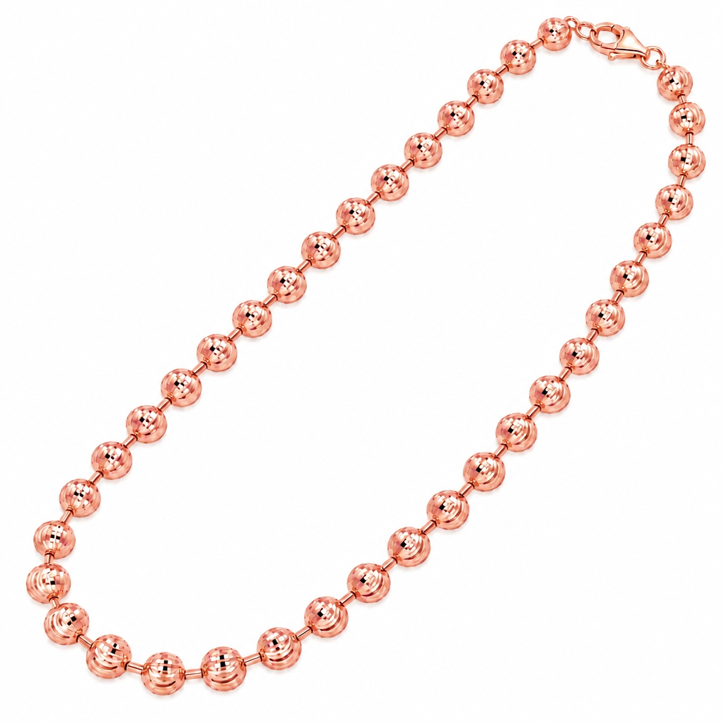 14K Rose Gold Moon Cut Chain Detail
