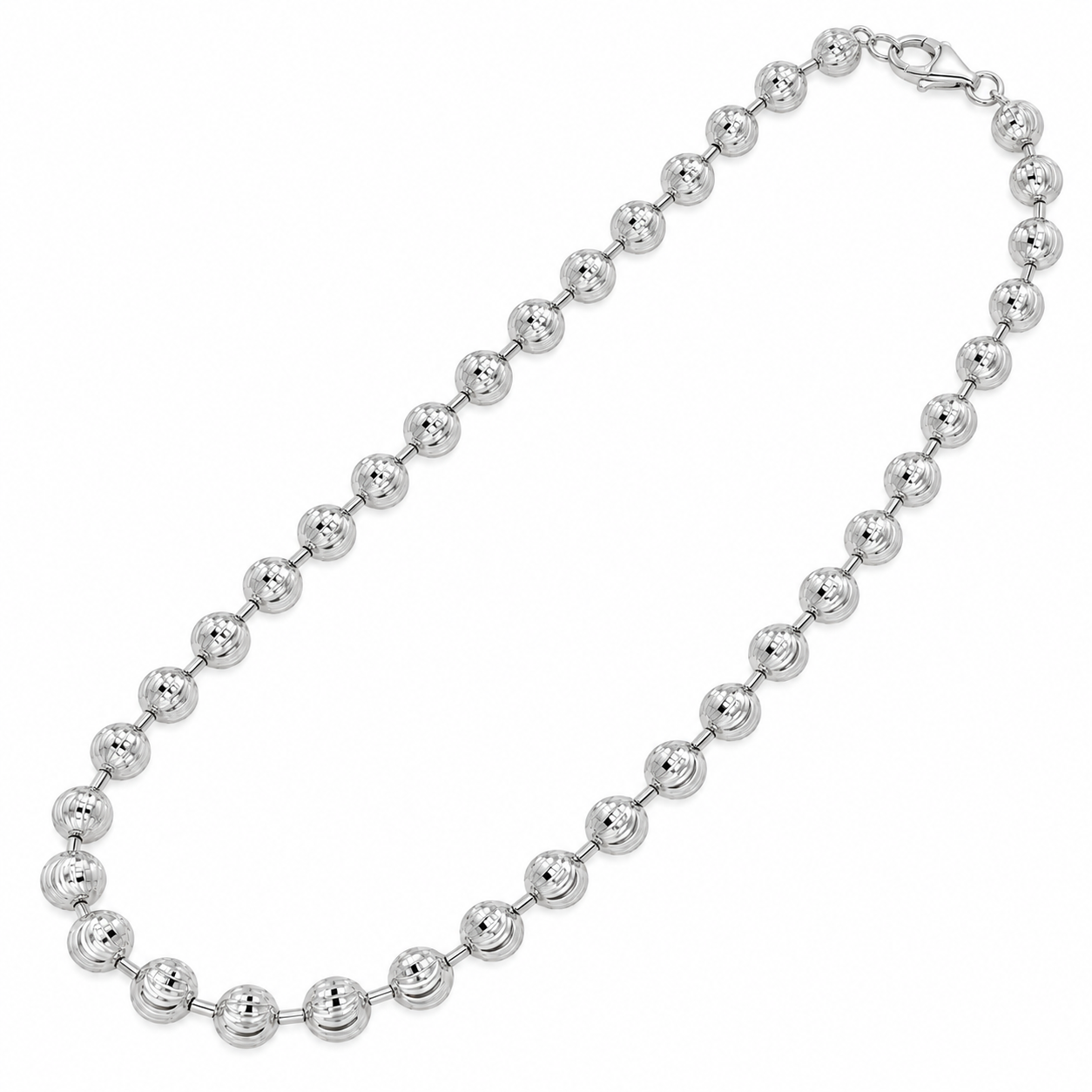 10K White Gold Diamond-Cut Moon Cut Chain