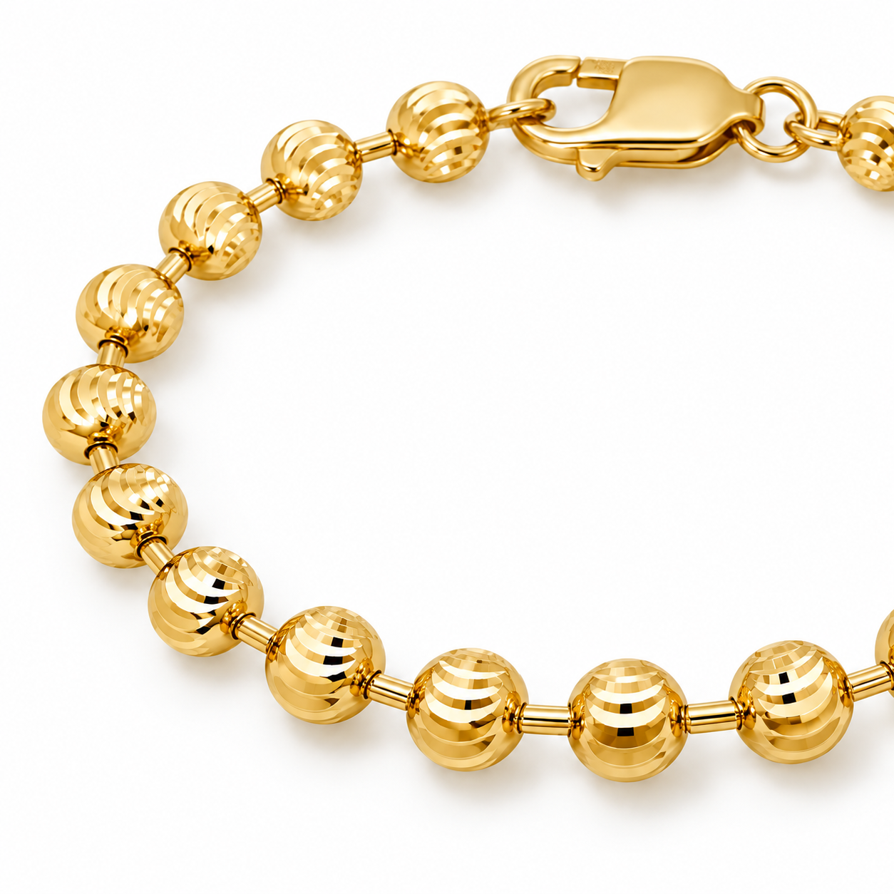 14K Yellow Gold Moon Cut Bracelet Detail