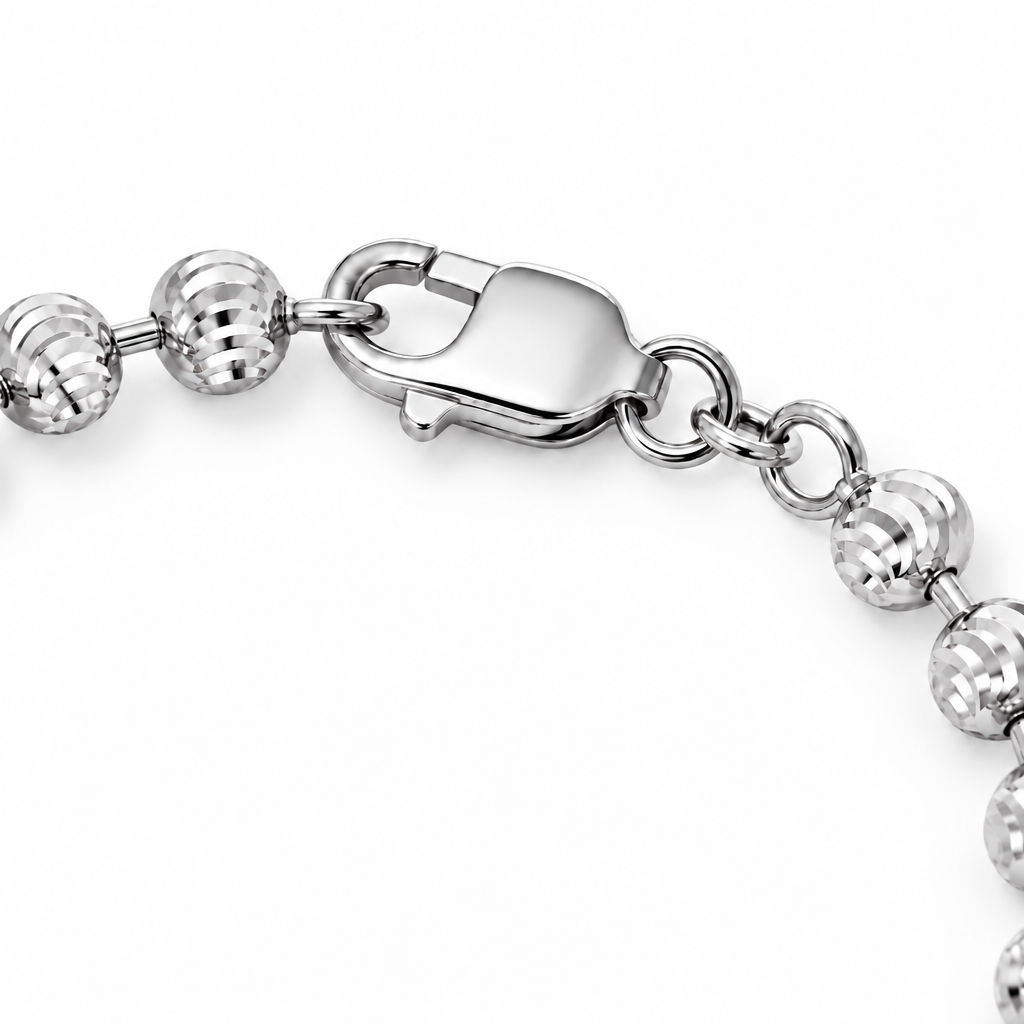 10K White Gold Diamond-Cut Moon Cut Bracelet